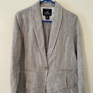 Navy stripe linen blazer